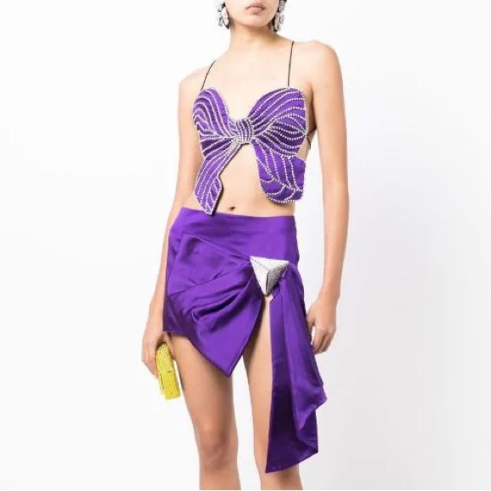 NWT AREA PURPLE crystal bow top